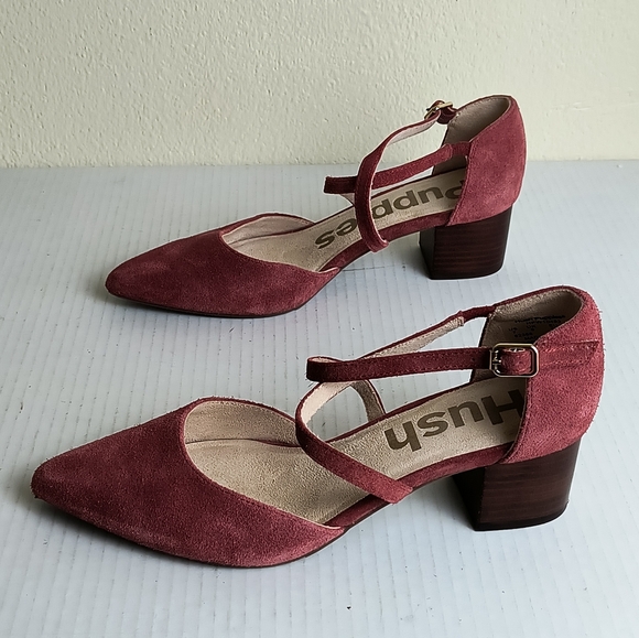 Hush Puppies Sofie Cross Pump Heels Dusty Rose Suede Heels Size 7 Casual - Picture 3 of 10